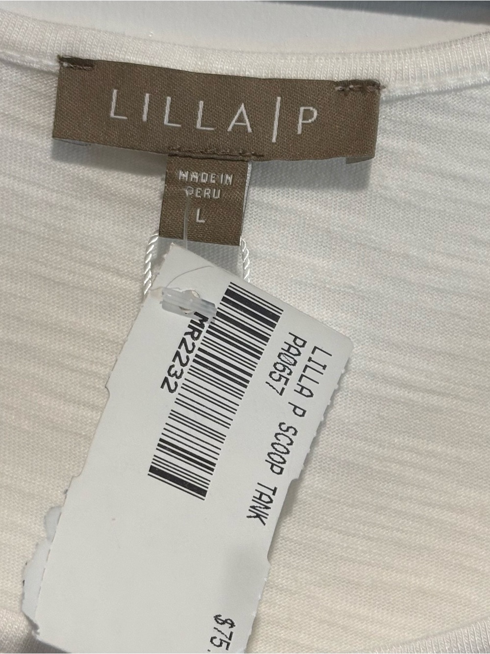 NWT Lilla P Large White Scoop Neck Tank Top - Picture 7 of 10